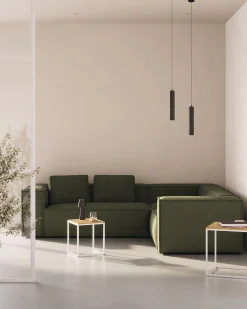Kave Home Hoekbank Blok 4-Zits Groen Ribstof 320x230cm