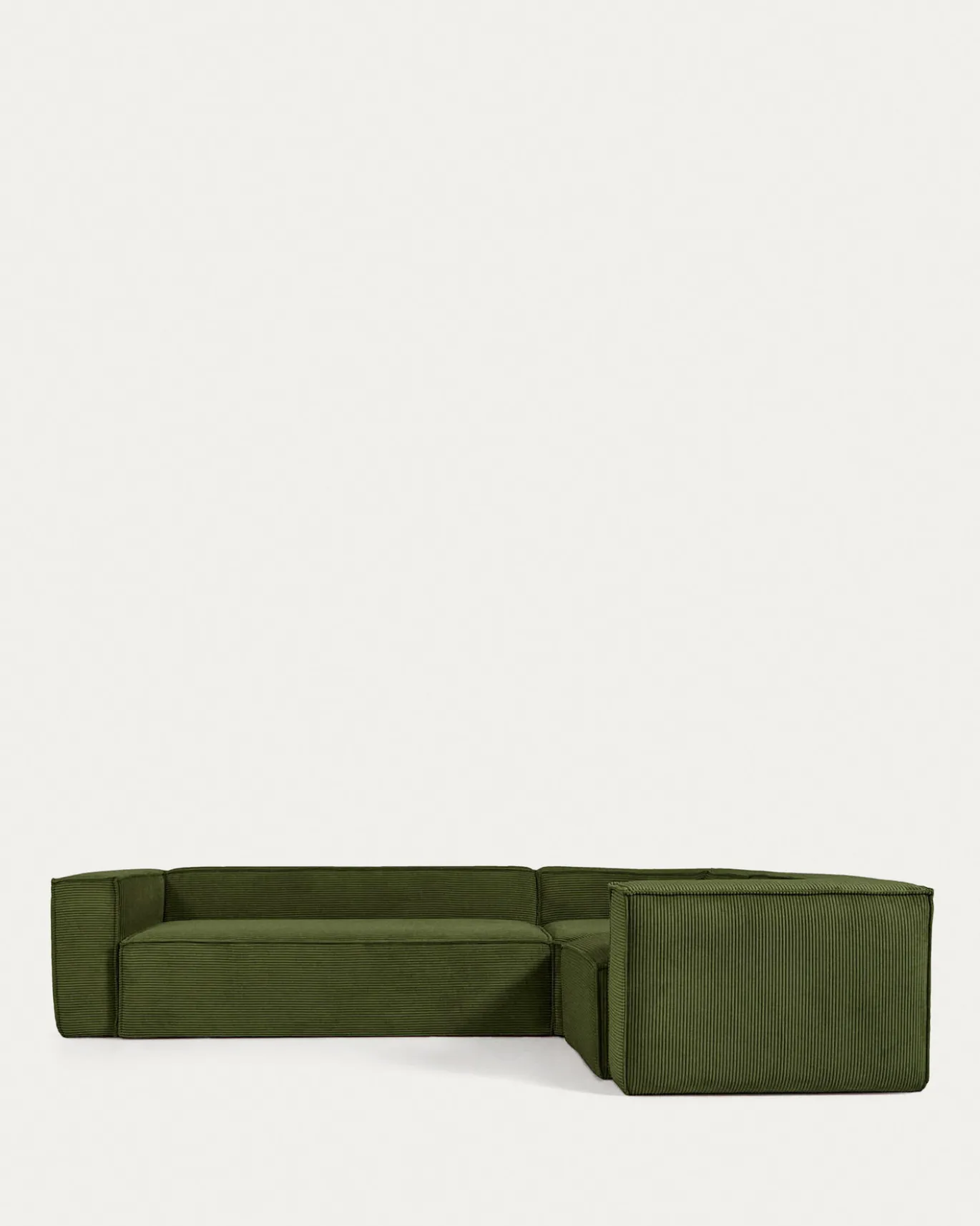 Kave Home Hoekbank Blok 4-Zits Groen Ribstof 320x230cm
