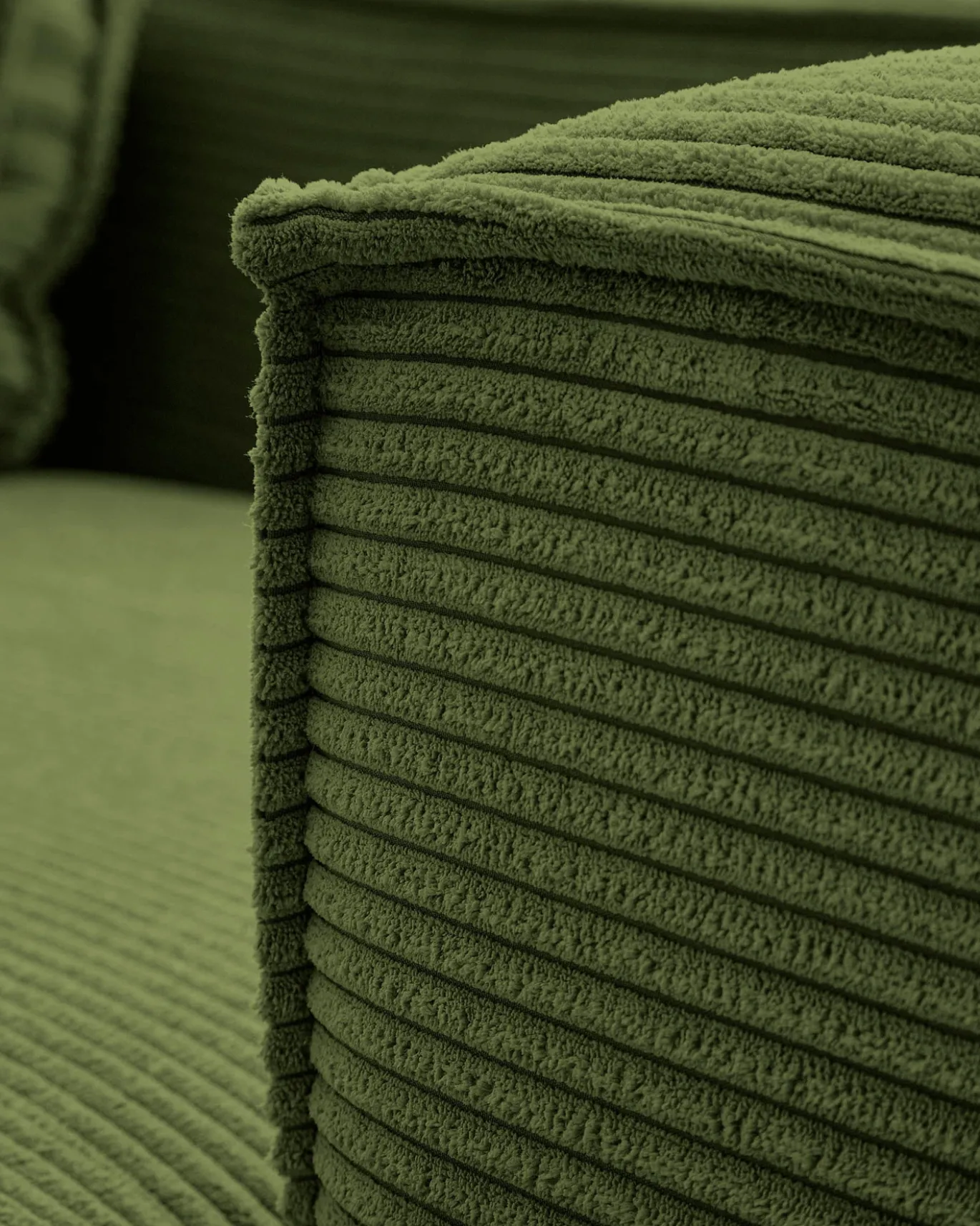 Kave Home Hoekbank Blok 4-Zits Groen Ribstof 320x230cm