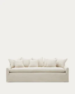 Kave Home Hoes Beige Voor 3-zitsbank Zenira Katoen Linnen 230cm