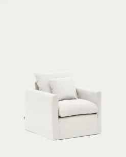 Kave Home Hoes Voor Fauteuil Nora Ecru Linnen en Katoen 92cm