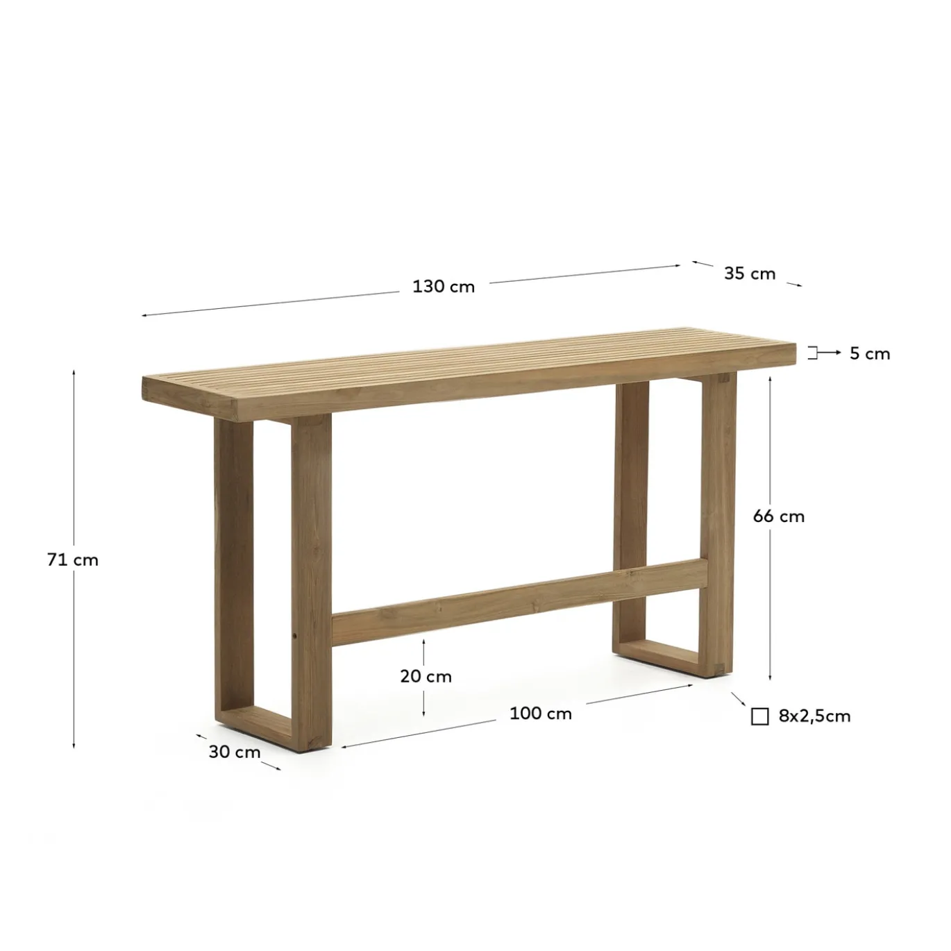 Kave Home Hoge Bank Canadell Outdoor Teakhout 130cm