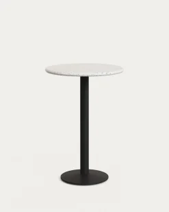 Kave Home Hoge Bartafel Saura Wit Metaal Terrazzo 96xØ70cm