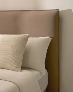 Kave Home Hoofdbord Jaira Taupe Linnen En Katoen Voor Bed Van 180cm