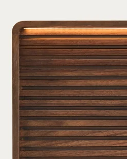 Kave Home Hoofdbord Norlen Walnootfineer Bruin en Led-licht voor Bed 160x200cm