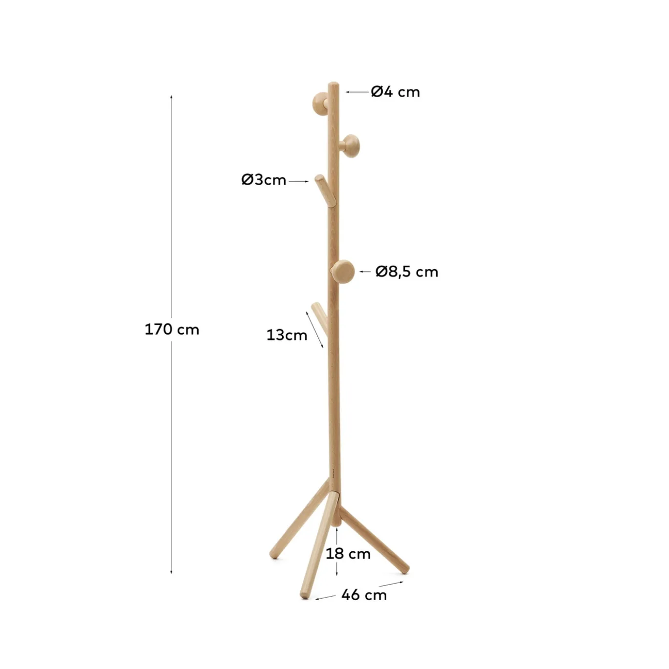 Kave Home Kapstok Nadue Massief Beukenhout Naturel 170cm