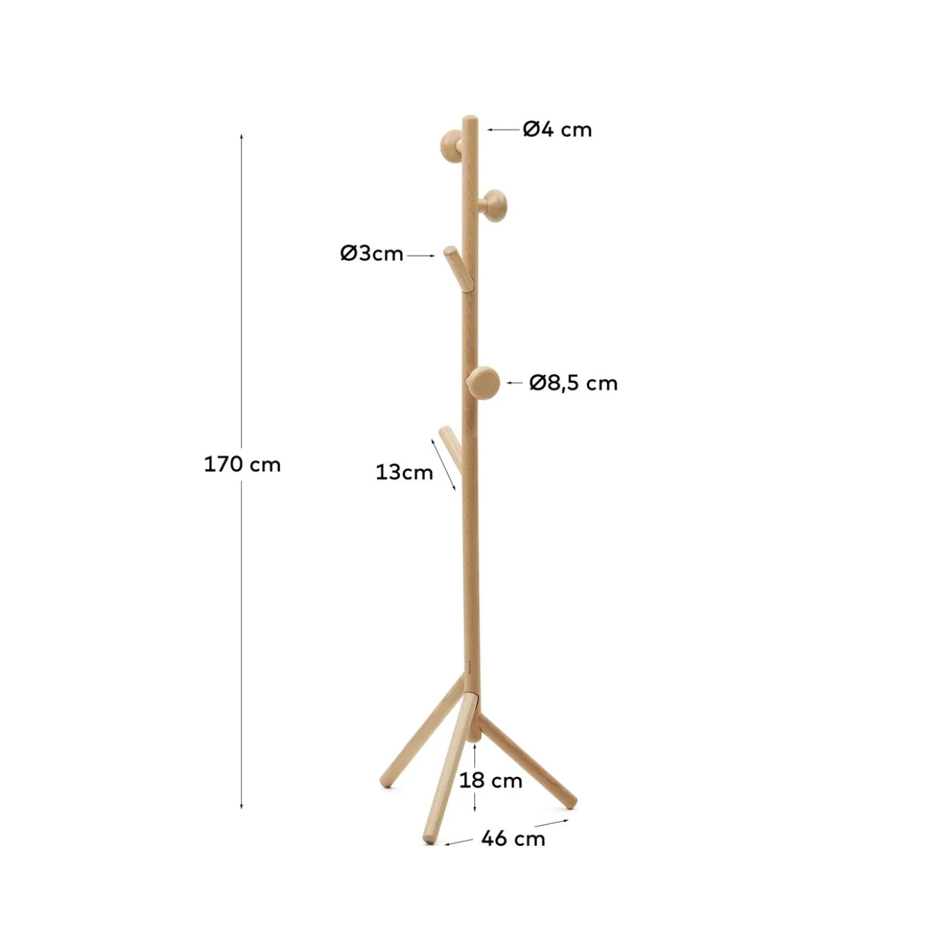Kave Home Kapstok Nadue Massief Beukenhout Naturel 170cm