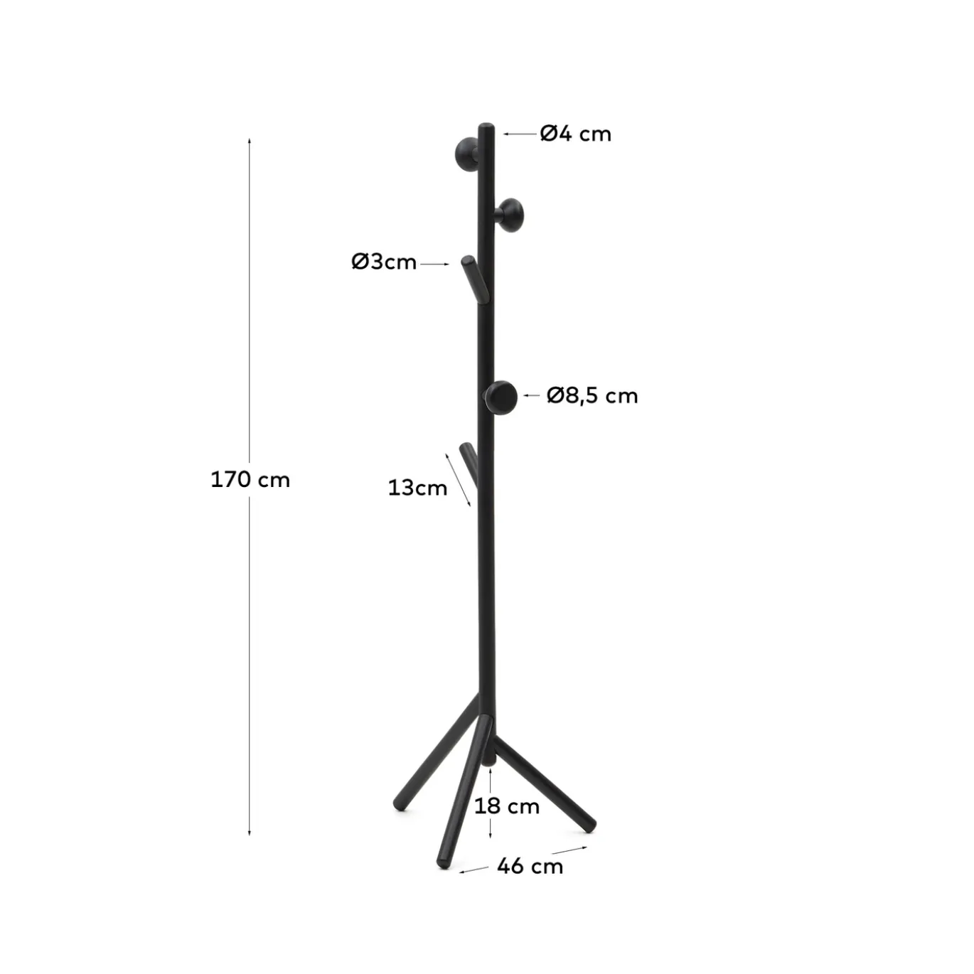 Kave Home Kapstok Nadue Massief Beukenhout Zwart 170cm