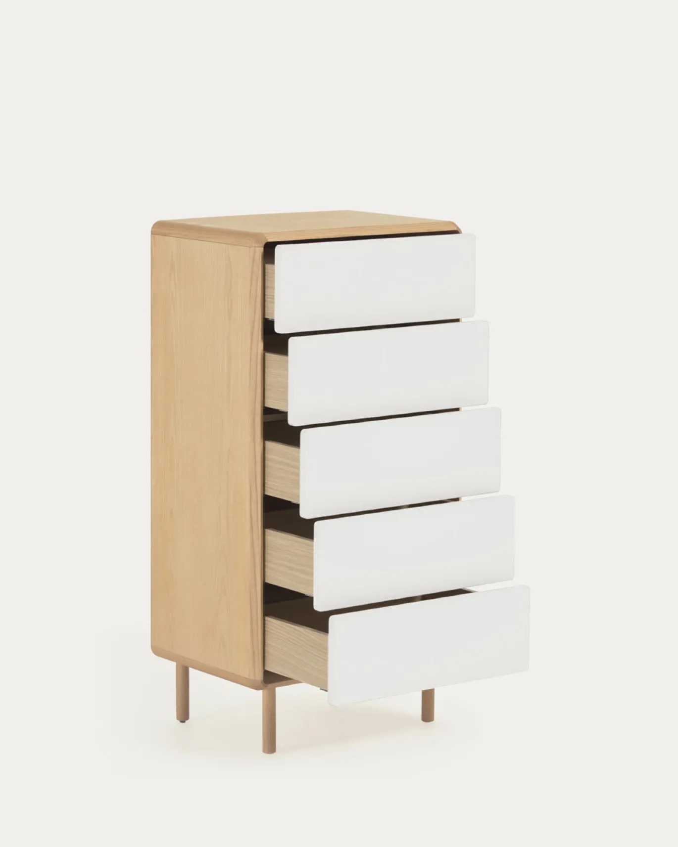 Kave Home Kast Anielle 5 Laden Massief Essenfineer 60x117cm