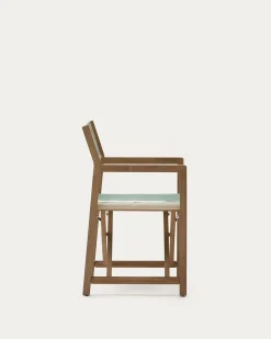 Kave Home Klapstoel Vilara Outdoor Acaciahout met Groen en Beige Strepen
