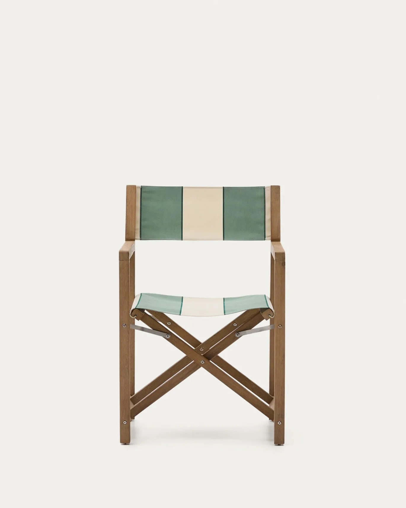 Kave Home Klapstoel Vilara Outdoor Acaciahout met Groen en Beige Strepen