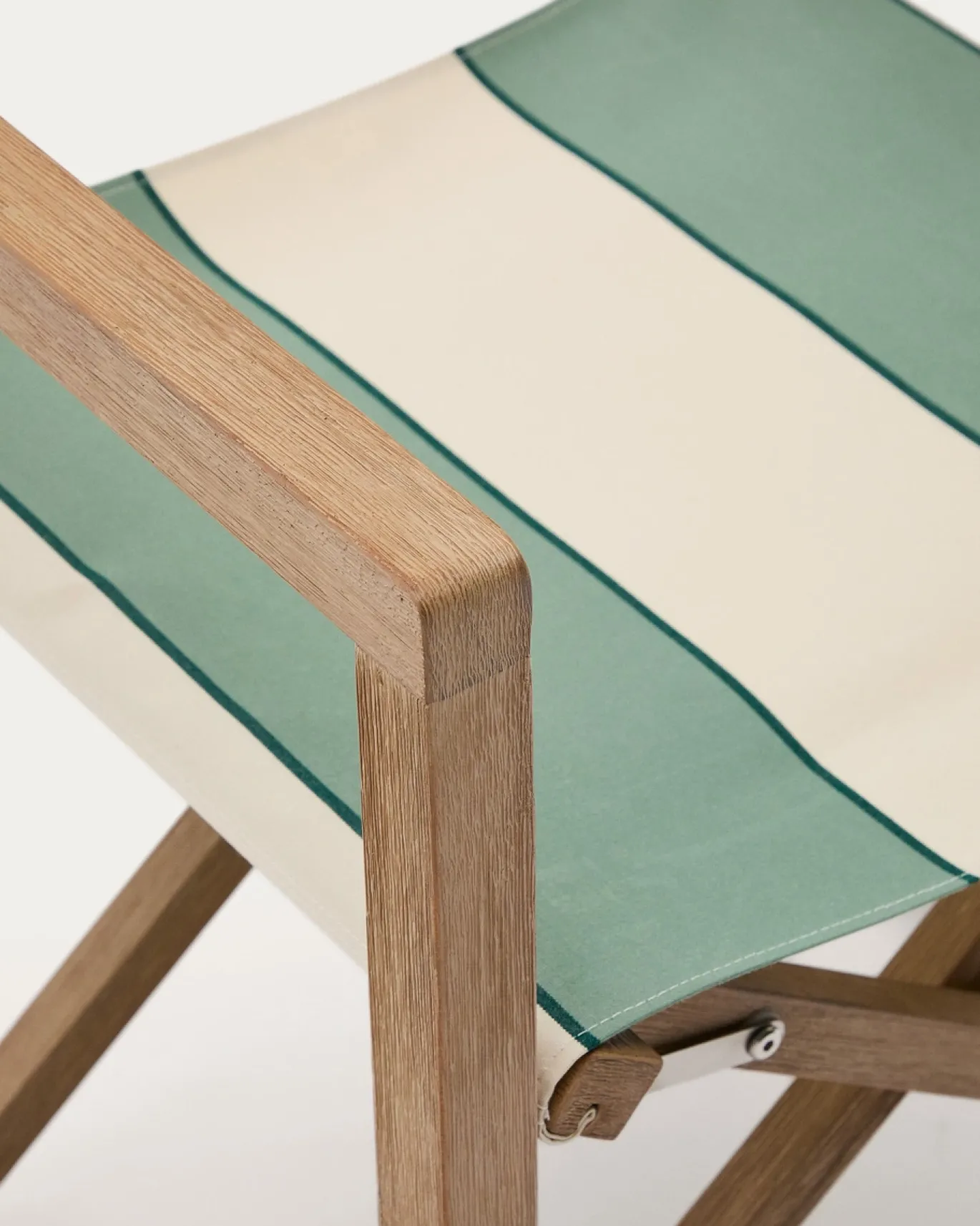 Kave Home Klapstoel Vilara Outdoor Acaciahout met Groen en Beige Strepen