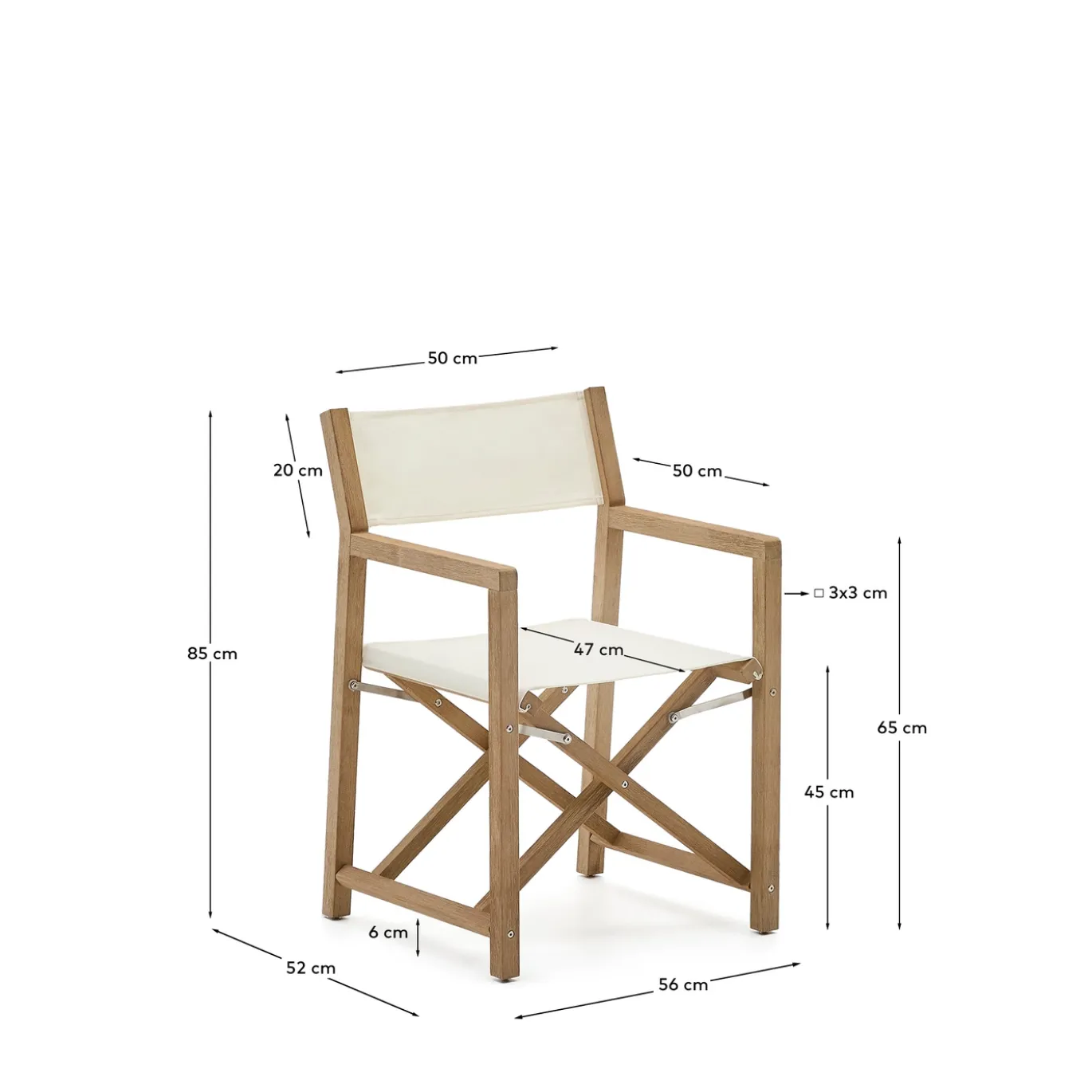 Kave Home Klapstoel Vilara Wit Outdoor Acaciahout