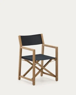 Kave Home Klapstoel Vilara Zwart Outdoor Acaciahout