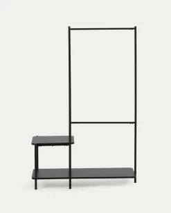 Kave Home Kledingroede met Bank Galatia Melamine en Metaal Zwart 100x150cm