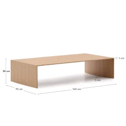 Kave Home Koffietafel Litto Natuurlijk Afgewerkt Eikenfineer 140x70cm