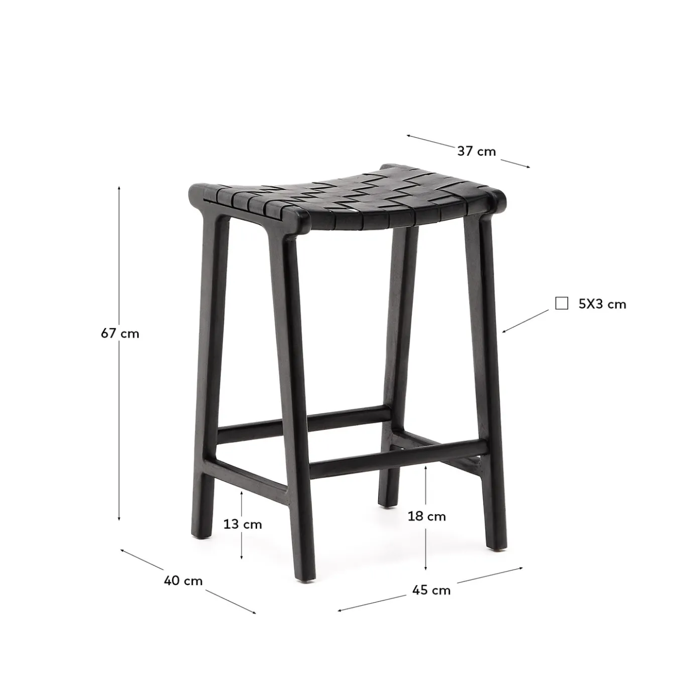 Kave Home Kruk Calixta Leer Zwart
