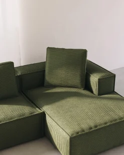 Kave Home Kussen Blok Ribstof Groen 60cm