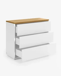 Kave Home Ladekast Abilen Eikenfineer Wit 90x75cm