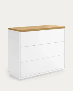 Kave Home Ladekast Abilen Eikenfineer Wit 90x75cm