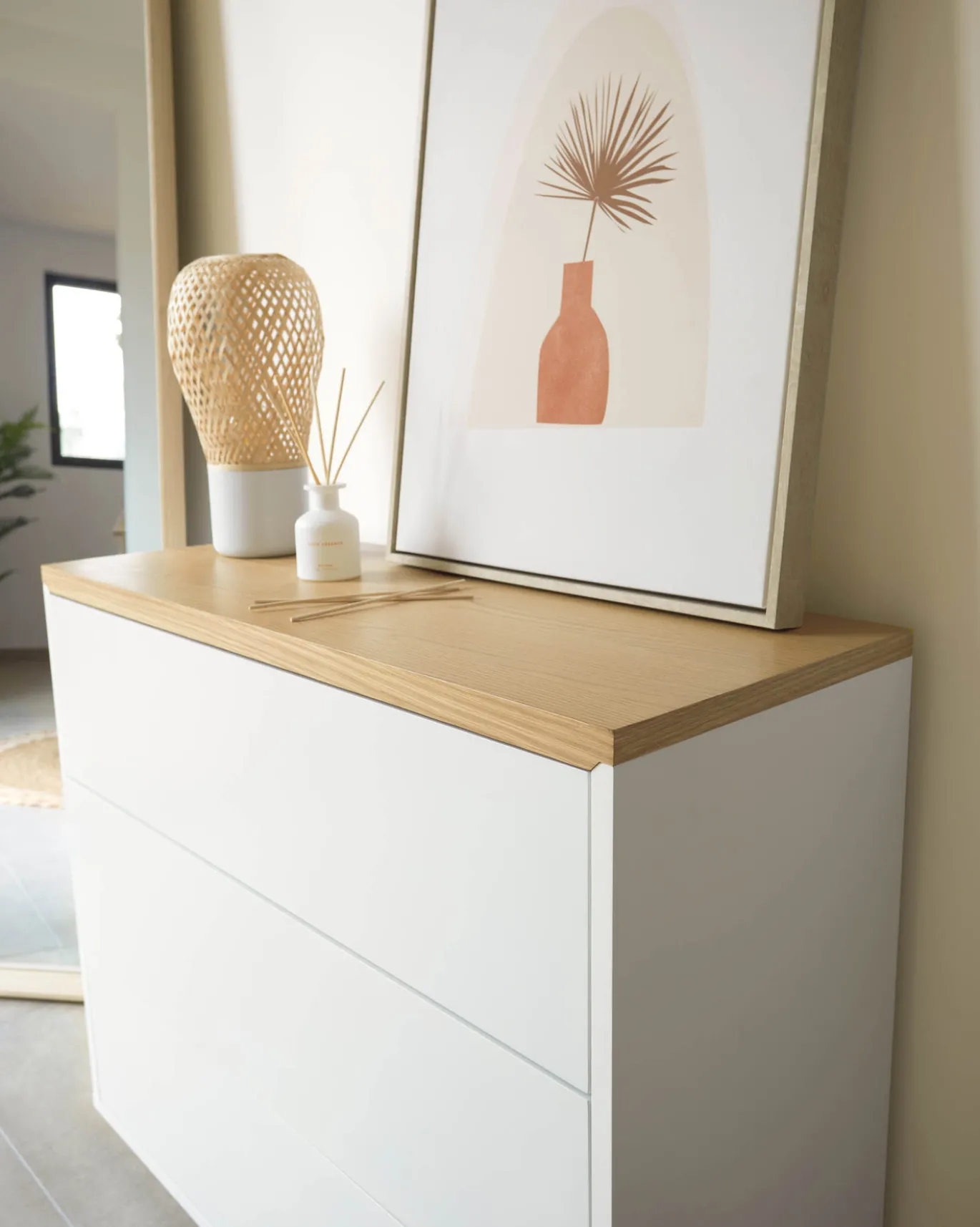Kave Home Ladekast Abilen Eikenfineer Wit 90x75cm