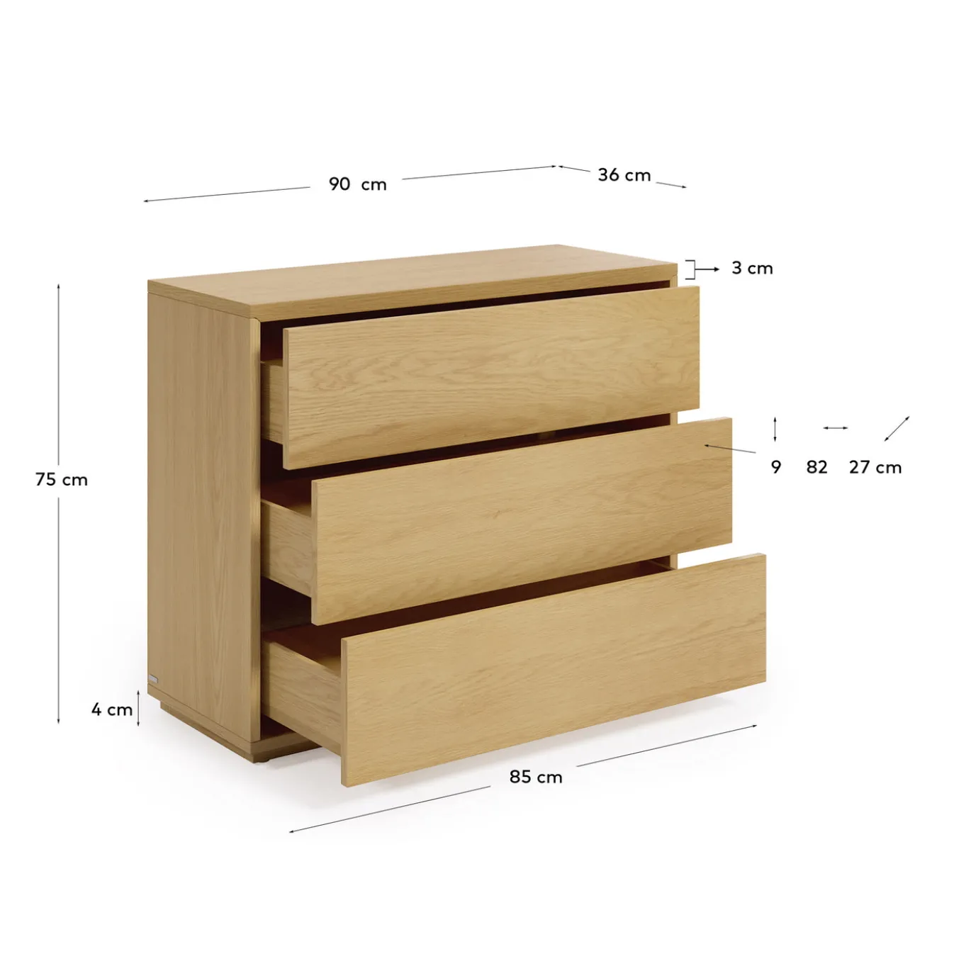 Kave Home Ladekast Abilen Eikenfineer 90x75cm