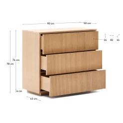 Kave Home Ladekast Helvine Eikenfineer En Gehard Glas 86x79cm