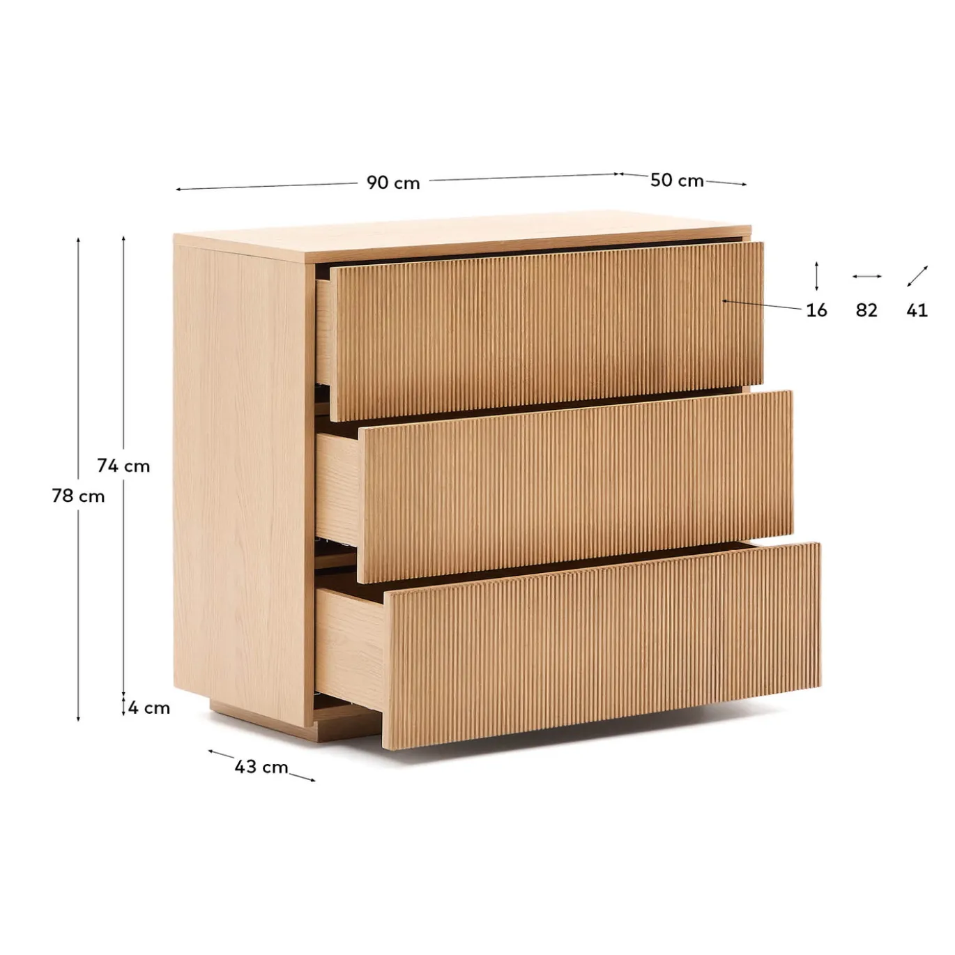 Kave Home Ladekast Helvine Eikenfineer En Gehard Glas 86x79cm