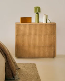 Kave Home Ladekast Helvine Eikenfineer En Gehard Glas 86x79cm