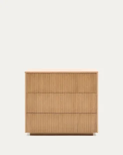 Kave Home Ladekast Helvine Eikenfineer En Gehard Glas 86x79cm
