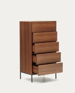 Kave Home Ladekast Vedrana 5 Laden Walnootfineer 60x114cm