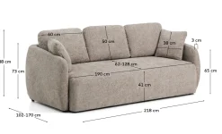 Kave Home Laira Slaapbank 3-zits Chenille Taupe