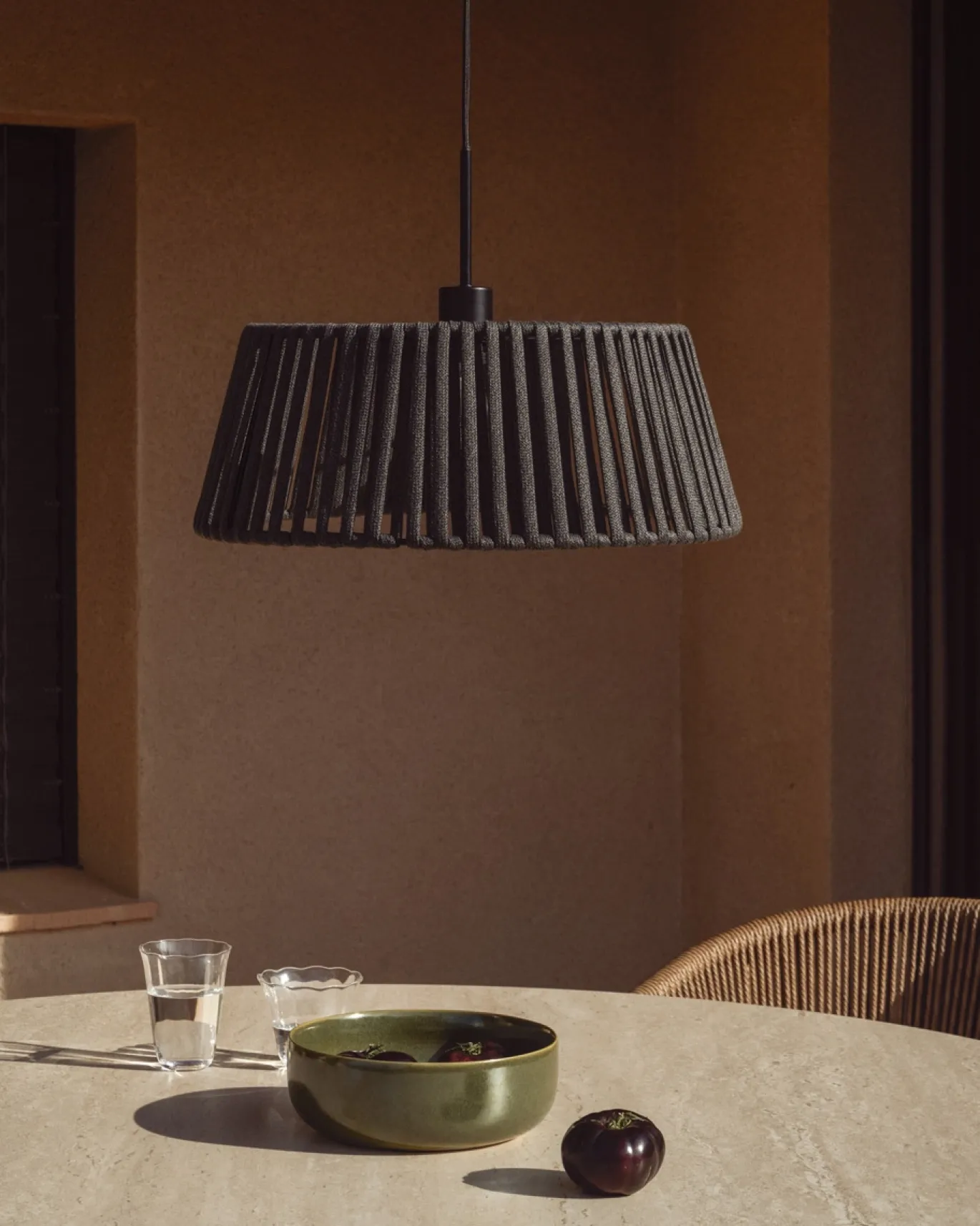 Kave Home Lampenkap Aldet Touw Zwart Ø46cm