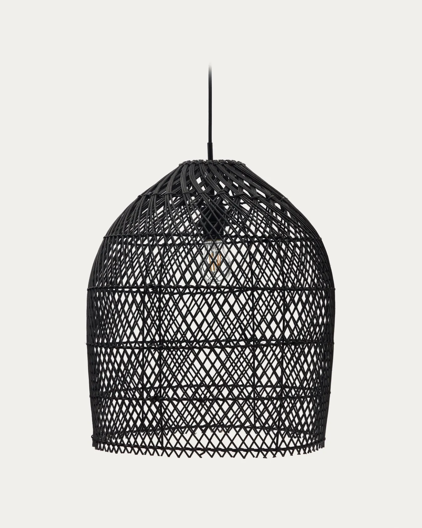 Kave Home Lampenkap Domitila Rotan Zwart Geschilderd Ø44cm