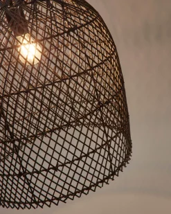 Kave Home Lampenkap Domitila Rotan Zwart Geschilderd Ø44cm