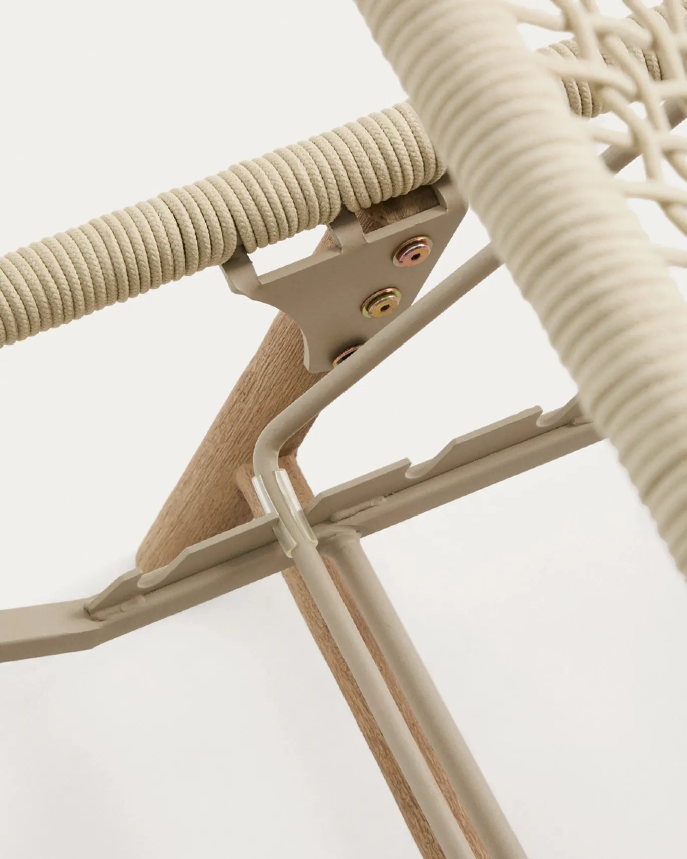 Kave Home Ligbed Dandara Massief Acaciahout Staal Beige Touw