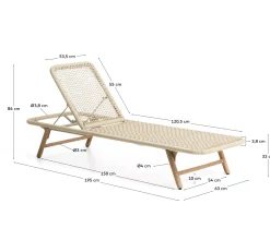 Kave Home Ligbed Dandara Massief Acaciahout Staal Beige Touw