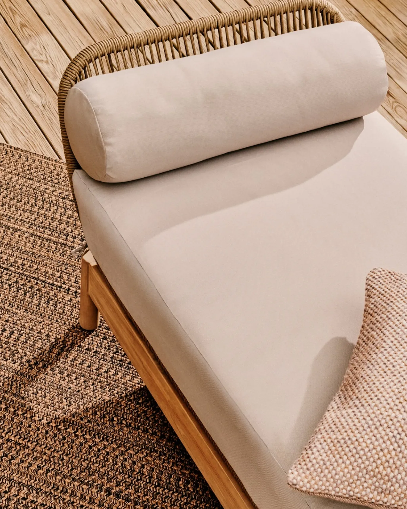 Kave Home Ligstoel Catalina Beige Touw En Acaciahout