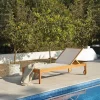 Kave Home Ligstoel Caterin Beige Verstelbaar Eucalyptushout