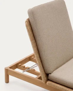 Kave Home Ligstoel Galea Teakhout en Rotan