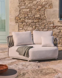Kave Home Loungemodule Osani Rond Aluminium Beige Touw Taupe 167cm