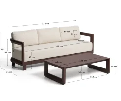 Kave Home Loungeset Nerano Aluminium Bruin