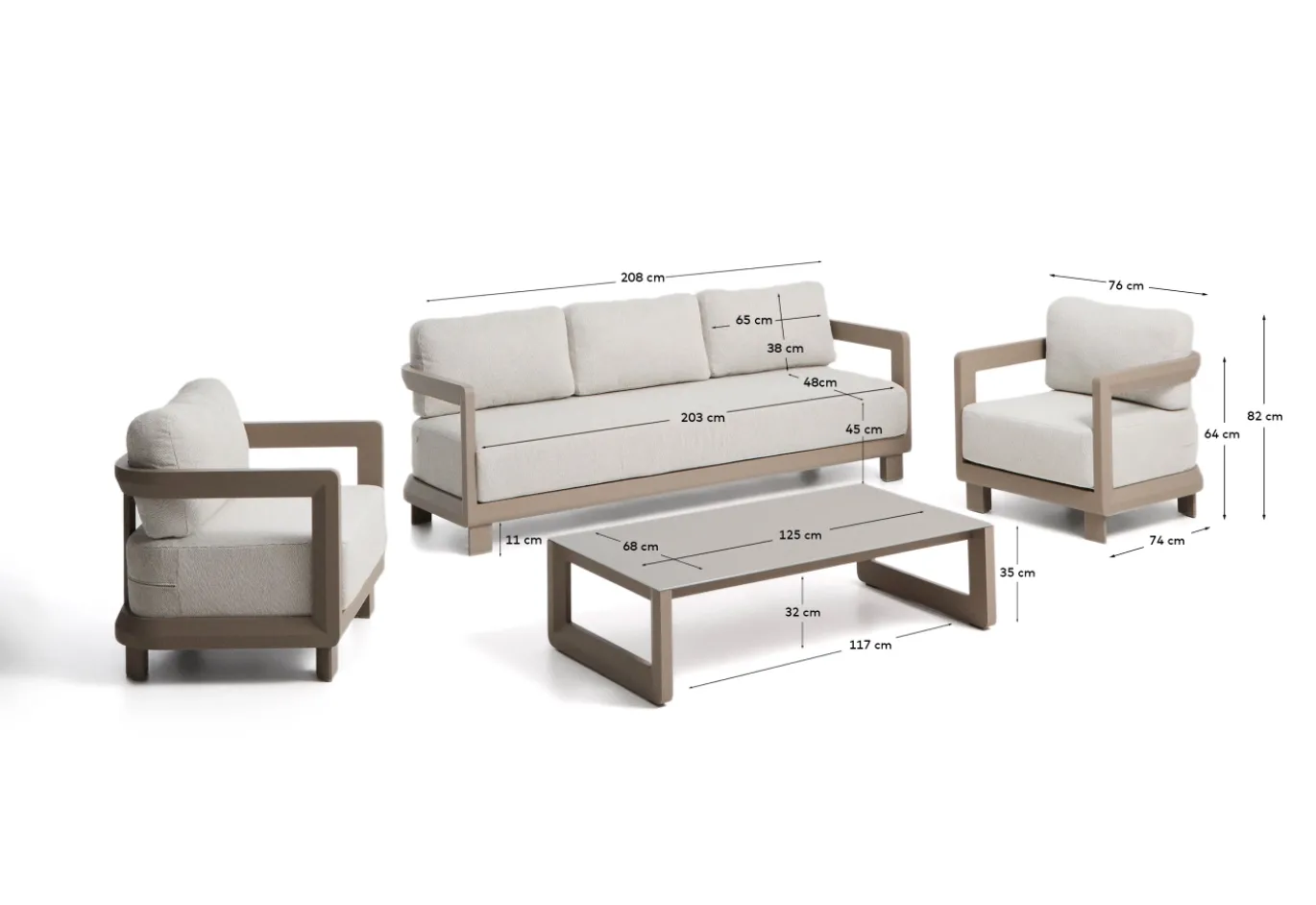 Kave Home Loungeset Nerano 3-Zits Taupe
