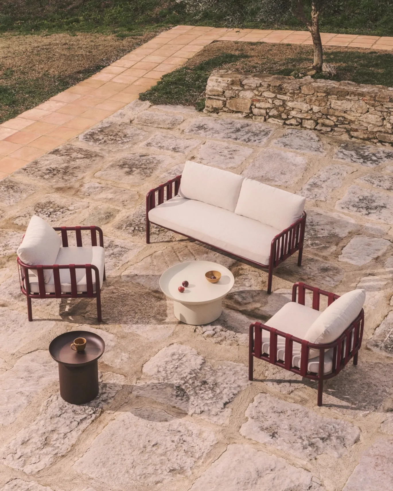 Kave Home Loungeset Omala Aluminium Burgundy