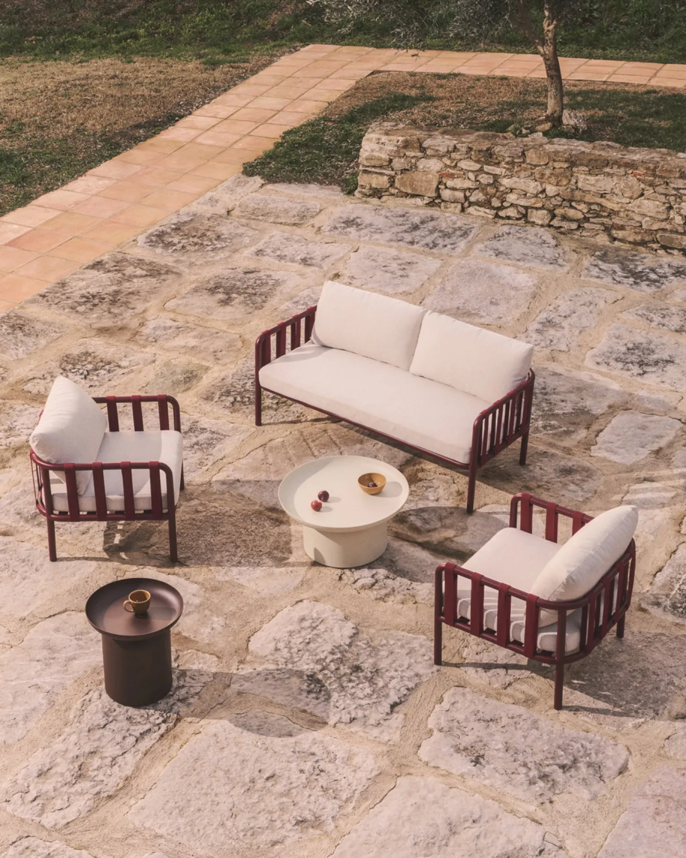 Kave Home Loungeset Omala Aluminium Burgundy
