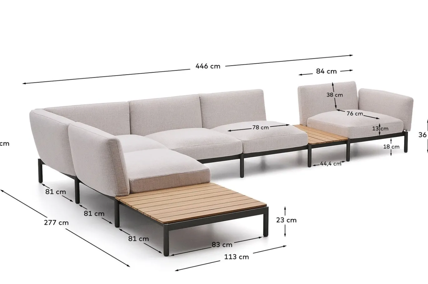 Kave Home Loungeset Sorells 5-Zits Beige/Naturel/Groen