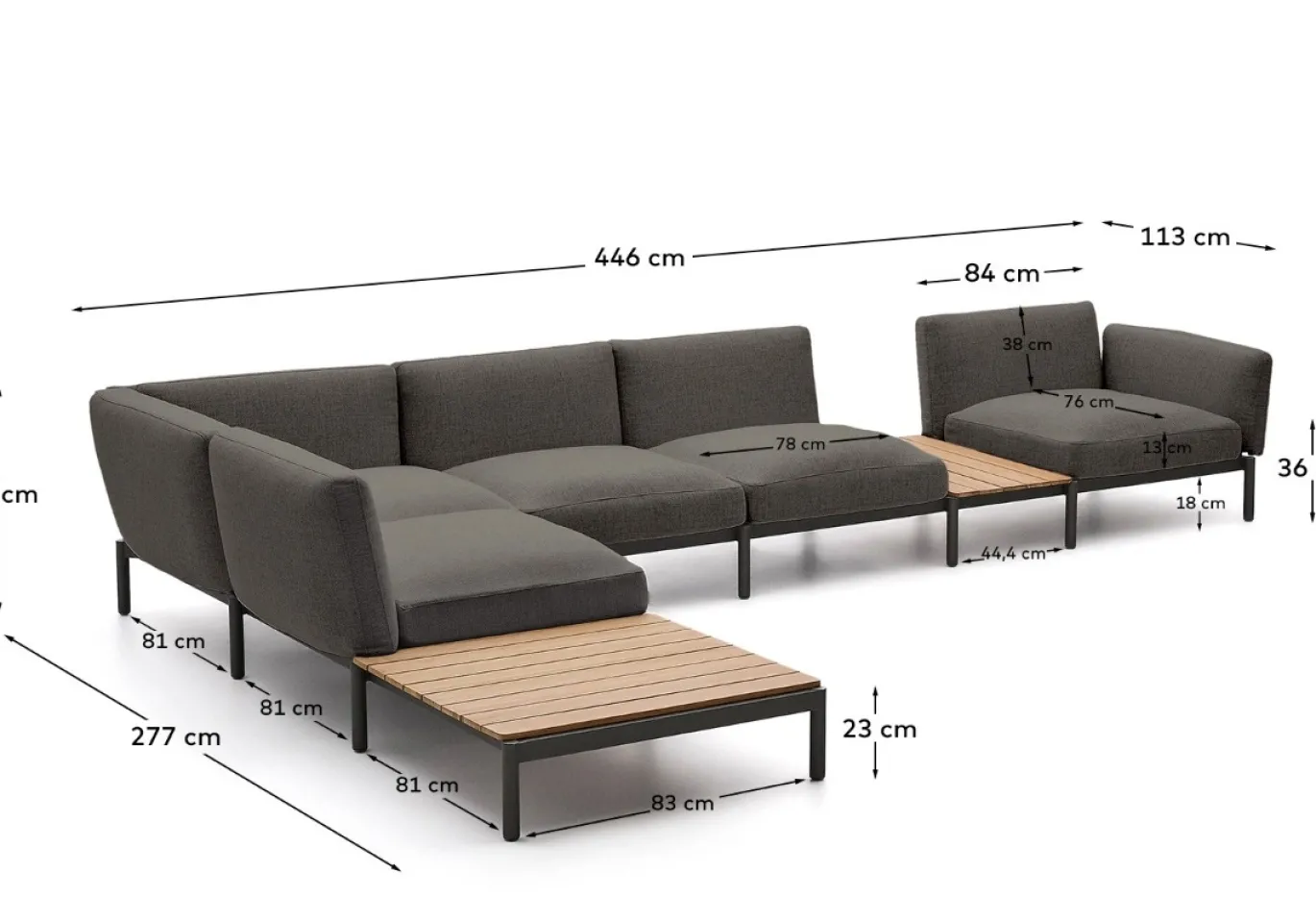 Kave Home Loungeset Sorells 5-Zits Grijs/Naturel