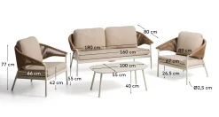 Kave Home Loungeset Zuara Aluminium Beige Synthetisch Touw Bruin