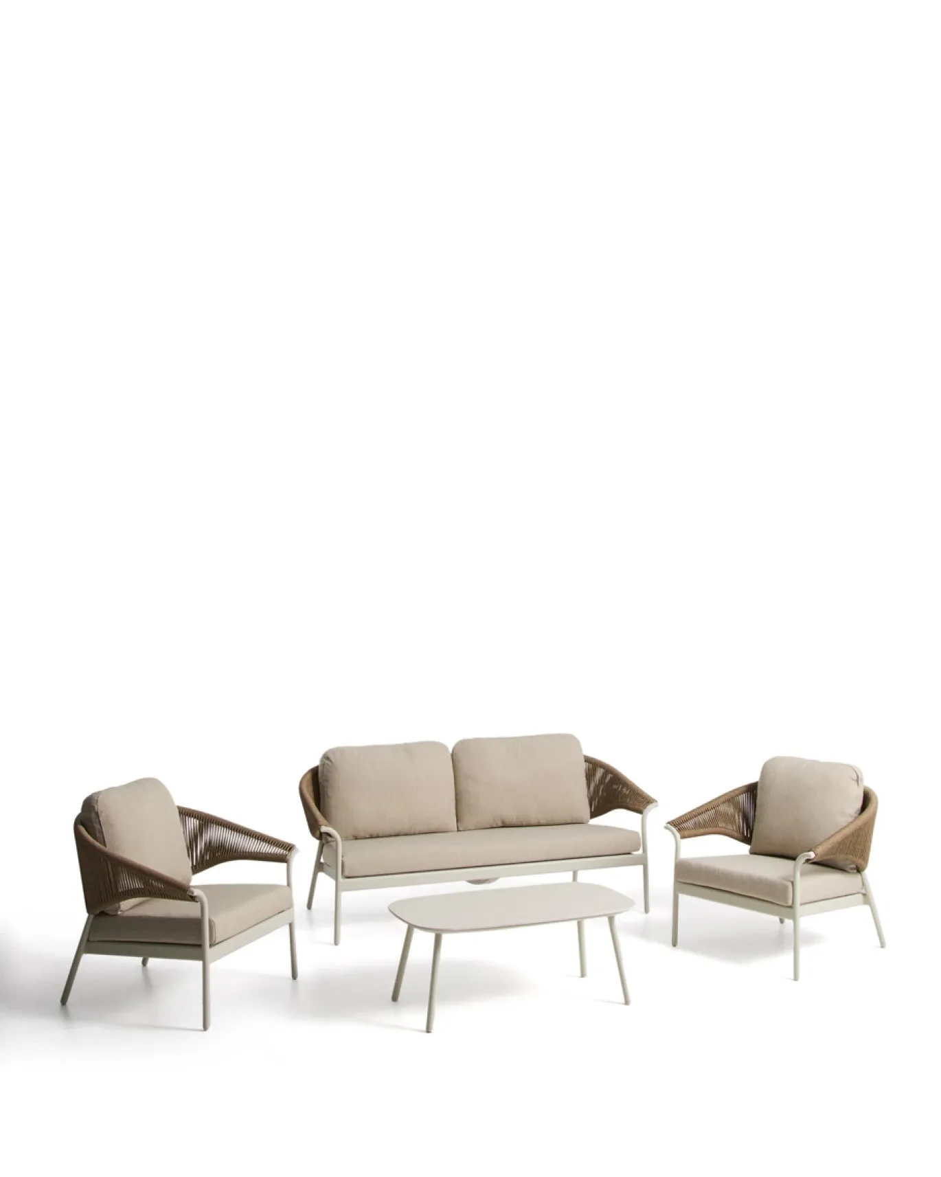 Kave Home Loungeset Zuara Aluminium Beige Synthetisch Touw Bruin