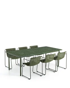 Kave Home Maurina Tuinset Staal Tegels Groen 223x101cm